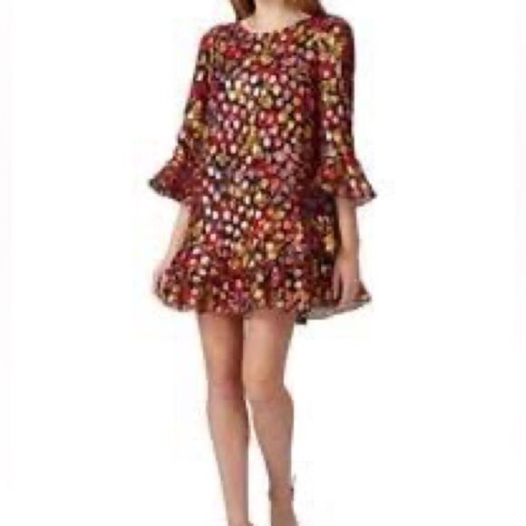 SALONI Floral Tiered A Line Mini Dress Size 2 - Picture 1 of 13